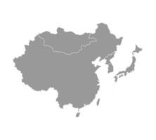 vektor illustration med förenklad Karta av asiatisk länder. öst område. stater gränser av Kina, Japan, söder och norr korea, taiwan, mongolia. grå silhuett. vit bakgrund