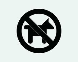 Nej husdjur tillåten tecken djur förbjuden förbjuda förbjuden begränsad förbjuda varning hundar varning svart vit översikt linje form ikon symbol eps vektor