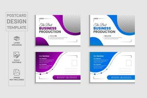 professionell modern företags- företag vykort mall eller marknadsföring byrå vykort design med 2 färg versioner vektor