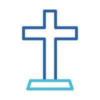 salib ikon duofärg blå Färg påsk symbol illustration. vektor