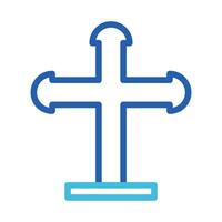 salib ikon duofärg blå Färg påsk symbol illustration. vektor