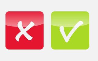 vektor röda och gröna bock ikoner