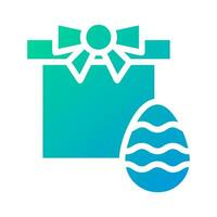 gåva ägg ikon fast lutning grön blå Färg påsk symbol illustration. vektor