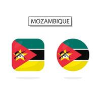 Flagge von Mozambique 2 Formen Symbol 3d Karikatur Stil. vektor