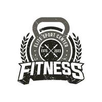 Jahrgang Kettlebell Fitnessstudio Fitness Logo Vektor Vorlage