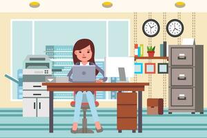Frauen Arbeiten mit Computer beim Büro Illustration-Vektor vektor