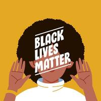 Frau halt schwarz Leben Angelegenheit Kampagne Poster Banner Unterstützung schwarz Menschen zu dazugewinnen gleich Rechte, Mensch Einheit von anders Rennen, halt Rassismus vektor