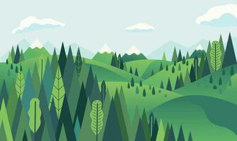 Hügel Landschaft mit bergig und Wald Landschaft Vektor Illustration