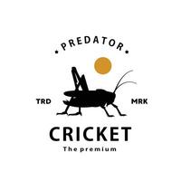 årgång retro hipster cricket logotyp vektor översikt silhuett konst ikon