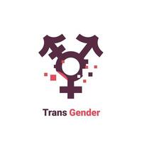 Zeichen zum Transgender, Pixel Geschlecht Bild Logo Symbol isoliert auf Weiß Hintergrund vektor