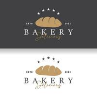 bröd logotyp, gammal retro årgång stil bageri affär design, vektor vete bröd enkel bälgar illustration