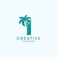 Strand Palme Baum mit Brief ich Logo Design Vektor Bild