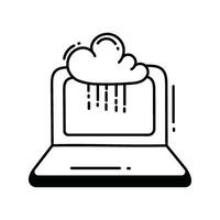 Wolke Laptop Gekritzel Symbol Design Illustration. Wissenschaft und Technologie Symbol auf Weiß Hintergrund eps 10 Datei vektor