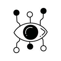 Cyber Auge Gekritzel Symbol Design Illustration. Wissenschaft und Technologie Symbol auf Weiß Hintergrund eps 10 Datei vektor