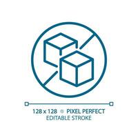 2d Pixel perfekt editierbar Blau Zucker kostenlos Symbol, isoliert Vektor, dünn Linie Illustration Darstellen Allergen frei. vektor