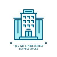 2d Pixel perfekt editierbar Blau Wohnung Symbol, isoliert Vektor, Gebäude dünn Linie Illustration. vektor
