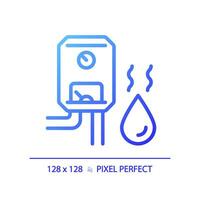 2d Pixel perfekt Gradient Wasser Heizung Symbol, isoliert Vektor, Blau dünn Linie Illustration Darstellen Installation. vektor
