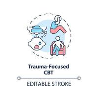 2d editierbar Trauma konzentriert cbt dünn Linie Symbol Konzept, isoliert Vektor, Mehrfarbig Illustration Darstellen Verhalten Therapie. vektor