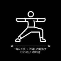 2d Pixel perfekt editierbar Weiß Yoga Übung Symbol, isoliert Vektor, Meditation dünn Linie Illustration. vektor