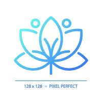 2d Pixel perfekt Blau Gradient Lotus Symbol, isoliert Vektor, Meditation dünn Linie Illustration. vektor