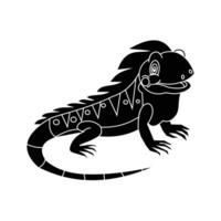 Silhouette von Leguan Symbol Über Weiß Hintergrund, Vektor Illustration. Tier und Tierwelt Silhouette Symbol Symbol