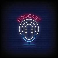 podcast neonskyltar stil text vektor