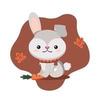 Kawaii Cartoon einer Hasen-Herbstsaison vektor