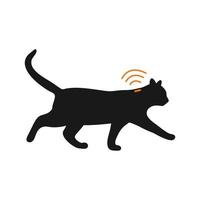 Katzensilhouette mit Implantat und RFID-Signal vektor