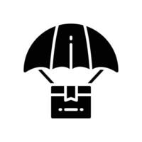 Fallschirm Glyphe Symbol. Vektor Symbol zum Ihre Webseite, Handy, Mobiltelefon, Präsentation, und Logo Design.