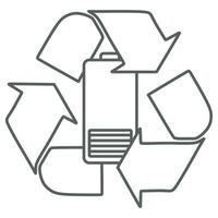 linear Batterie und Prozess von Recycling Logo Design. ökologisch Lithium-Ionen Batterie Recycling oder sicher Energie Grafik Design. Öko freundlich richtig Verfügung von ökologisch, bodengiftig Batterie vektor