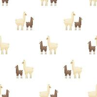 sömlös mönster med söt mor lama och bebis på vit bakgrund. mor alpacka med bebis alpacka. kreativ ungar, barnslig bakgrund. för textil, tyg, Kläder, omslag papper. vektor