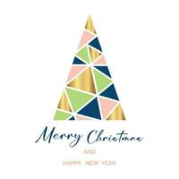 glücklich Weihnachten und Neu Jahr, ein Karte mit ein abstrakt dreieckig Weihnachten Baum. vektor