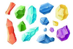 tecknad serie kristall Ädelsten, mineral stenar, juvel stenar på en vit bakgrund. vektor