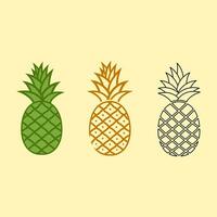 einstellen von Ananas Symbole im ein eben Stil. vektor