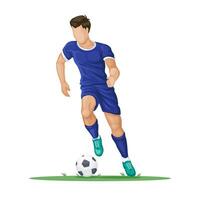 Fußball Spieler Dribbling Aktion Pose Charakter Karikatur Illustration Vektor