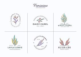 schöne feminine botanische oder florale Logo-Vorlagen vektor