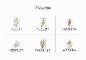 schöne feminine botanische minimalistische Logos-Vorlage vektor