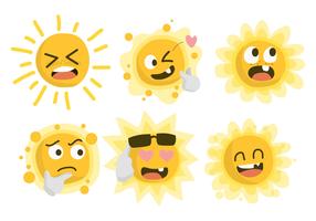 Rolig Sun Characters Clipart Vektorillustration vektor