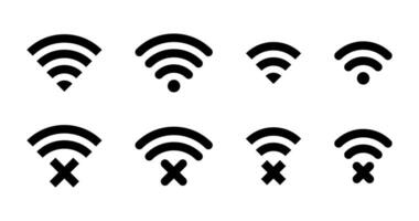 wiFi och koppla ifrån trådlös nätverk ikon vektor uppsättning samling. internet off-line tecken symbol