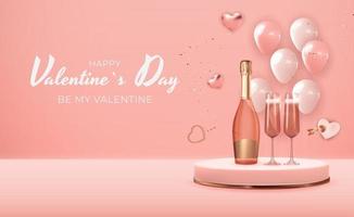 Realistisches 3D-Valentinstag-Feiertagsgeschenkkarten-Hintergrunddesign. vektor