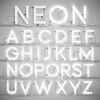 Realistisk neon alfabet med ledningar (ON), vektor