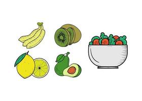 vegane Ernährung handgezeichnete Illustration Clipart-Symbol vektor