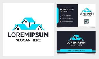 Immobilien-Logo-Design mit Visitenkartenvorlage vektor