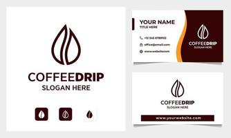 kaffeböna med vattendroppe koncept logotypdesign, visitkort vektor