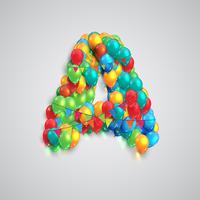 Färgrik typsnitt gjord av ballonger, vektor