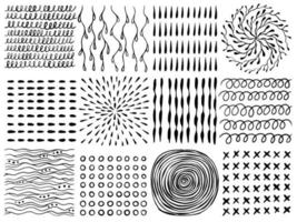 handgezeichnete Doodle abstrakte Schwarz-Weiß-Muster-Set vektor