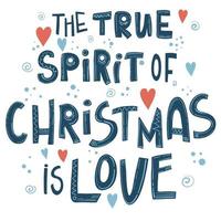 den sanna julandan är kärlek. jul citat. typografi vektor