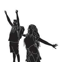 Freundschaft Charakter Silhouette Illustration auf isoliertem Hintergrund. vektor