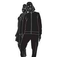 Freundschaft Charakter Silhouette Illustration auf isoliertem Hintergrund. vektor