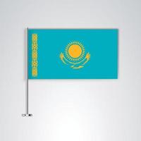 Kazakstan flagga med metallpinne vektor